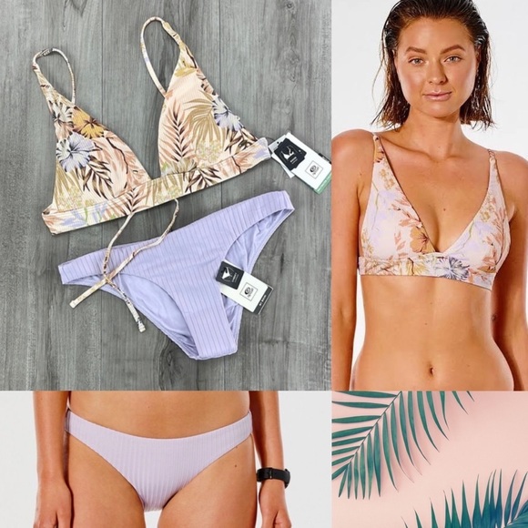 ☀️RIP CURL☀️ PARADISE CALLING L/A TRI PREMIUM SURF CHEEKY PANT BIKINI SET - Picture 1 of 16